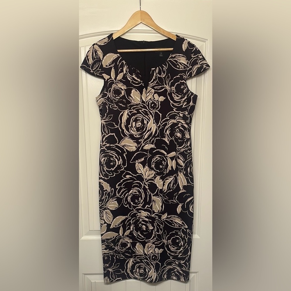 Floral Aubergine and Cream Sheath Dress